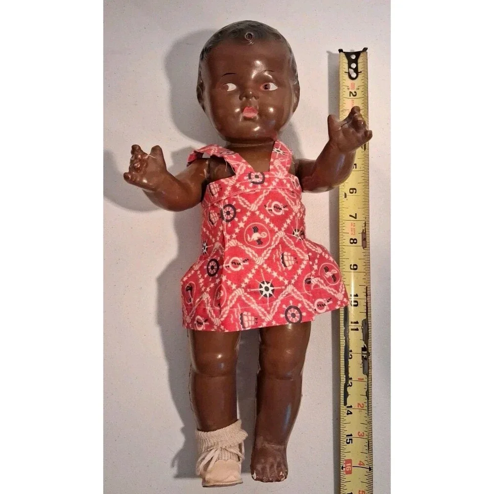 Vintage Topsy Black - African American Composition Doll Missing Yarn Pigtails